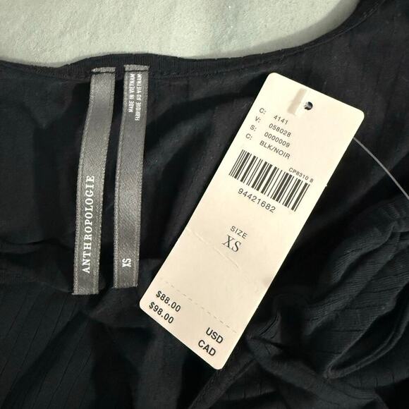 NWT Anthropologie Black Ribbed Knit Maxi Dress Size XS - Picture 4 of 5